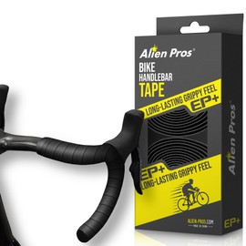 ALIEN PROS Bike Handlebar Tape Black New Model EP+ (Set of 2) - Wrap Your Bike for an Awesome Comfortable Ride - Enhance Your Bike Grip with These EVA PU Plus Bicycle Handle bar Tape, Black