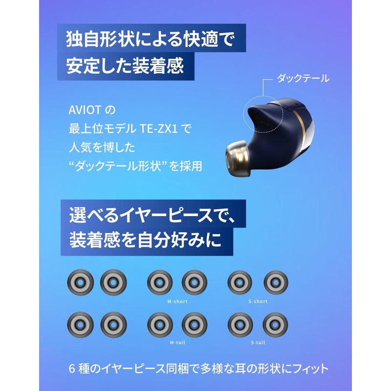 AVIOT TE-W1 Adaptive Hybrid Noise Cancelling Wireless Earphones with 3D