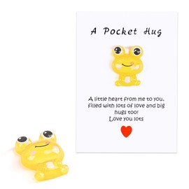 Pocket Hug with Greeting Cards, Long Distance Relationship Gifts, Anxiety Relief, Mental Health Positivity, Autism Fidget Gift, Stress Relief Gift for Her Him (yellow)