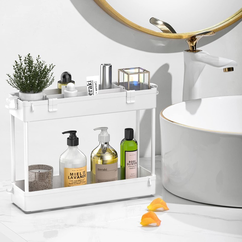 SPACELEAD Slim Storage Cart 3 Tier,Bathroom Organizer Rolling Utility, Mobile