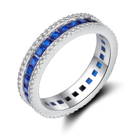 Vxddy Promise Ring for Women Size 7 Sapphire Sterling Silver Engagement Wedding Band Womens Modern Jewelry