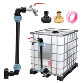 AROMUJOY IBC Gooseneck 3/4 Inch Outlet Tap, S60 x 6 Tap Stopcock, 3/4 Inch IBC Adapter, IBC Tank Accessories for Rainwater Tank, Water Barrel, IBC Container
