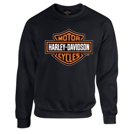 Harley-Davidson Mens Bar & Shield Long Sleeve Crew Neck Fleece Sweatshirt, Black