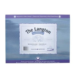 Daler-Rowney The Langton Watercolour Paper, Rough, 300 gsm, 140lb, Pad, Glued 4 Sides, 12 x 9in - 30.5 x 22.9 cm, Natural White, 12 Sheets