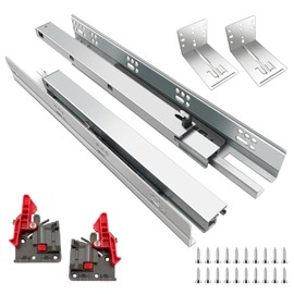 4Pair 8PCS Undermout Drawer Slides 12 15 18 21 Inch Bottom Mount Soft Close Drawer Slides Full Extension Concealed Drawer Rails/Mounting Screws,Locking Device and Brackets,80 LB Load Capacity 18"