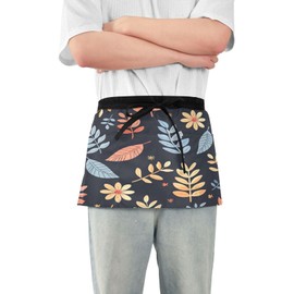 xigua Colored Leaves Waist Apron with 3 Pockets,Waterproof Waitress Apron Server Short Aprons for Kitchen, Restaurant and Crafting170