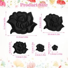 COMNICO 10 Pcs Black Iron on Rose Flower Patches for Clothes, Fabric Repair Sewwing Embroidered Flower Patches with 5 Sizes Cool Applique Patches for Jacket Jeans Sweater Hats Shoes Bags Designs