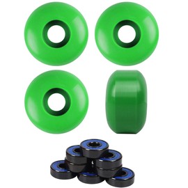 TGM Skateboards 56mm Blank Skateboard Wheels + ABEC 7 Bearings Spacers (Green)