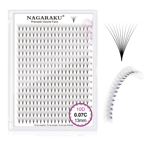 NAGARAKU Premade Fans Eyelash Extensions 320 Fans 10D Volume 0.07mm