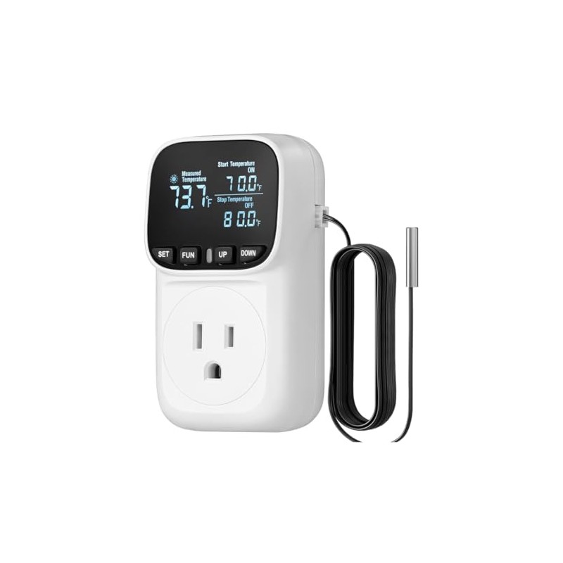 Backlit Digital Temperature Controller Thermostat Socket Plug with Timer Heating