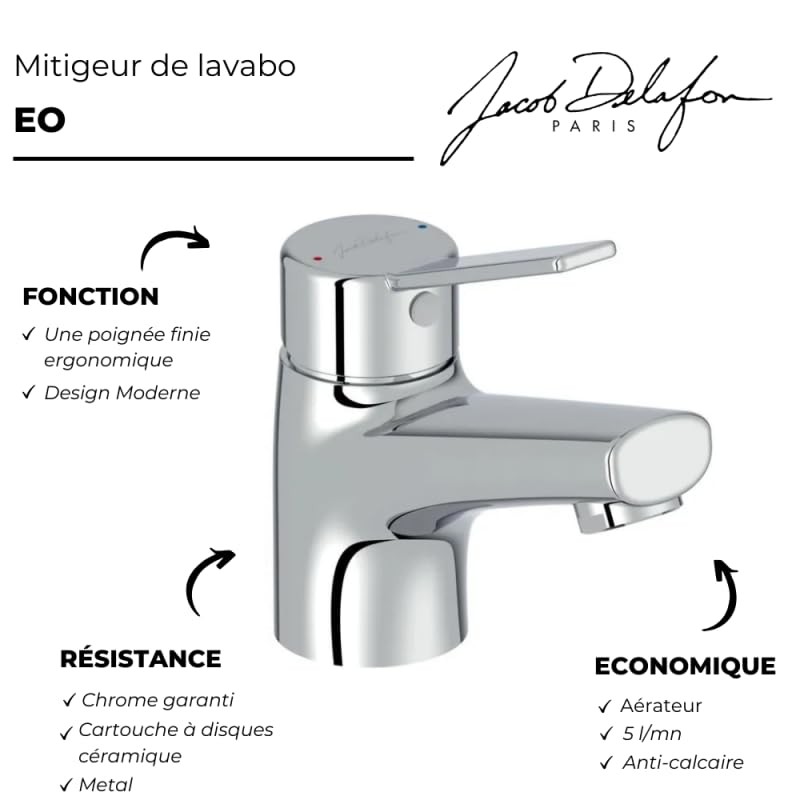 JACOB DELAFON EO basin mixer without waste chrome