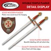 SZCO 29.5" Double Templar Knight Sword Set with Wall Plaque