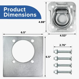 Donext Recessed D-Ring Tie Down Anchors (6,000 lb. Capacity) - 4 Pack, Heavy Duty Kit for Trailers and Deliveries
