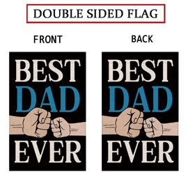 Father's Day Garden Flag Best Dad Vertical Double Sided Memorial for Daddy Papa Grandpa Burlap Outdoor Home Yard Decorations 12.5 x 18 Inch