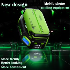 Magnetic Phone Cooler with Rechargeable Battery, LED Cooling Fan with Semiconductor Cooling,Phone Cooler with Power Display, Suitable for Phone Gaming Enthusiasts, Live Broadcast Crowd Network (Green)