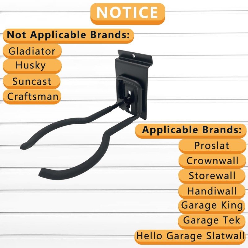 Juformin Adjustable Slatwall Hooks, Lockable Slatwall Weedeater Hanger, String Trimmer