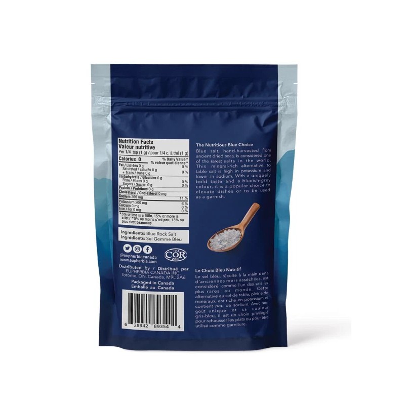 EUPHERBIA Blue Salt, Coarse, Rare Mineral Salt, High Potassium, Lower