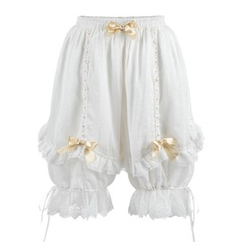 CR ROLECOS Pantaloons Women Victorian Steampunk Lolita Bloomers Cute Bows Lace Pumpkin Pants Bottom Shorts S