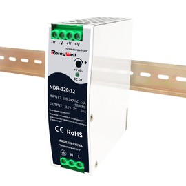 ReleyWell, NDR-120-12 DIN Rail Power Supply 12 V, 120 W, 10 A; Transformer 230 V to 12 V LED, DIN Rail, 12 Volt Power Supply, Bell Transformer