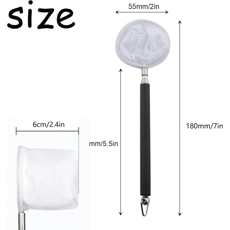 Small Telescopic Aquarium Fish Net, 2Pcs Small Telescopic Shrimp Net,Aquarium