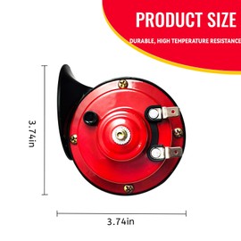 truck train horns300-decibel, 12-volt electric snail waterproof high-pitch dual horns, suitable for car, truck, motorcycle modification, bicycle and boat accessory (Red)