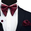 GUSLESON Paisley Burgundy bow tie Adjustable Pre-tied Big Bowtie and