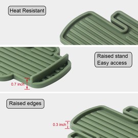 Cucharas de silicona de cocina para cocina, sin BPA, resistente al calor, soporte para cuchara de cactus para encimera de cocina, accesorios de cocina y resto de utensilios de cocina (2, verde Drak)