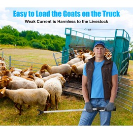 Cattle Prod Rechargeable with Led Light, Waterproof Cattle Prod for Dogs, Retractable Cattle Prod Self Defense, Lightweight Dog Cattle Prod Livestock, Cow Prod, Electric Cattle Prod, 37 Inch, Black