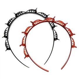 2Pcs Black and Brown Headband With Clips, Bangs Hairstyle Hair Clip Headband, Professional Weave Bangs Clip, Toothed Braid Tool for Women Girls Hair Styling Accessories