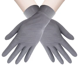 CINECE Women's Silk Gloves, Hand Care, Moisturizing, Heat Retention, Protection, Rough Skin, Sunscreen (Gray)