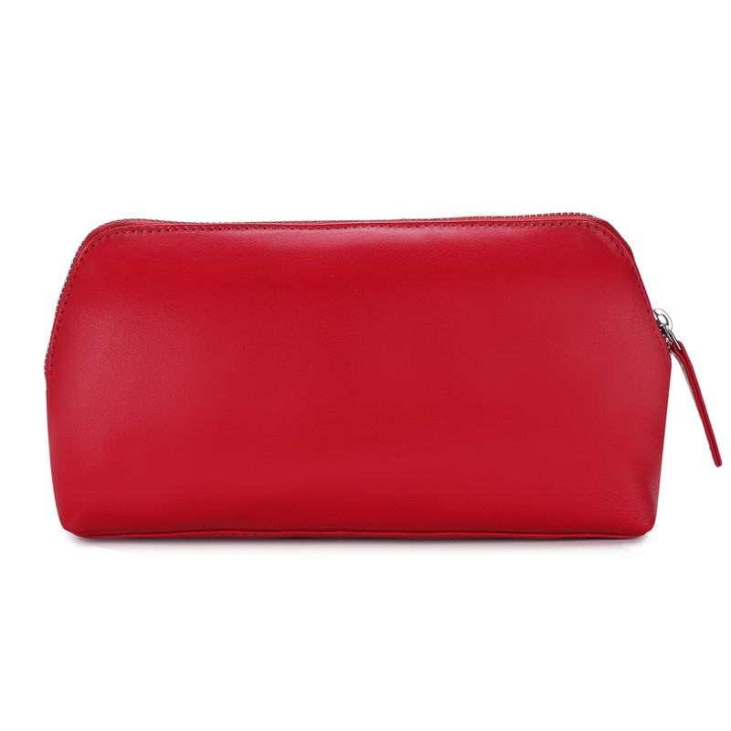 Women's Leather Cosmetic Bag - Medium Travel Makeup Pouch -