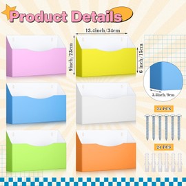 Fuyoooo 12 Pcs Single Pocket File Holder Classroom Mailbox Organizer Wall Mount Magazine Holder Bulk Wall Hanging File Organizer with Screw Cardboard School Office Mail Magazine Letter Paper Folder