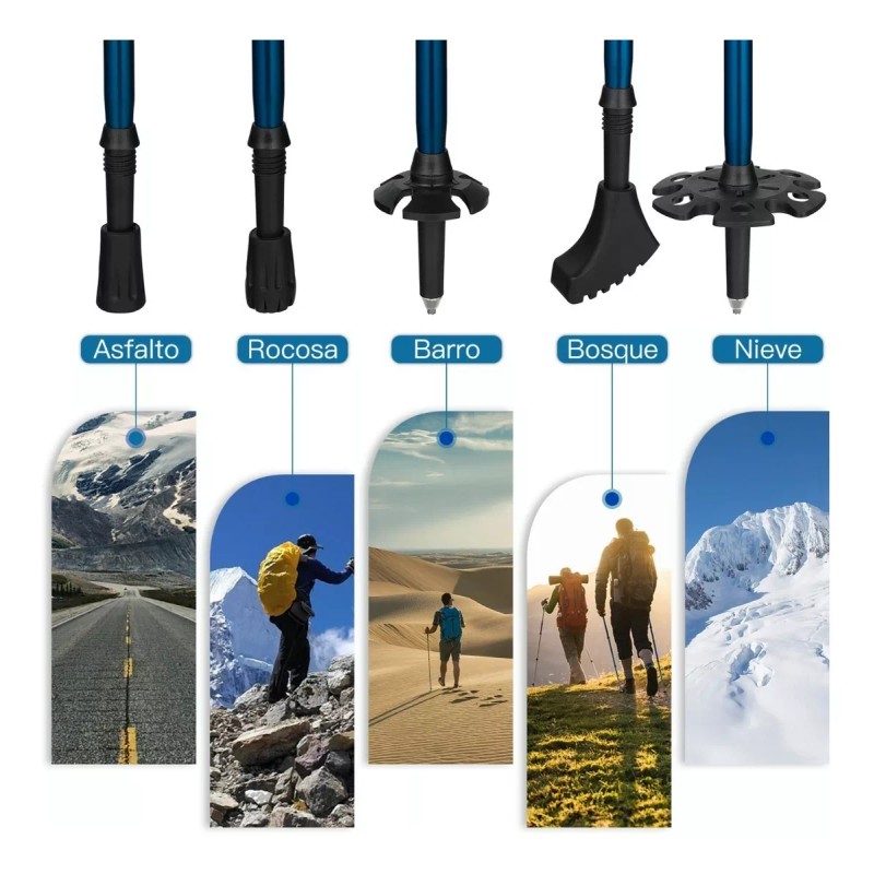bastones senderismo 2 Bastón Trekking Plegable Ligero Senderismo Caminar Escalar