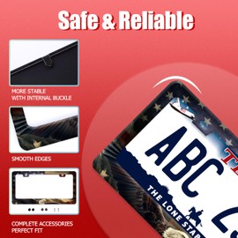 American Flag Eagle License Plate Frame Personalise Patriotic License Plate Stainless Steel Auto Parts Decoration with 2 Holes and Screws Funny License Plate Holder for Men Women 12 x 6 Inch