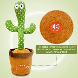 Ava's Toys Volume Control Dancing Cactus- Voice Recorder Baby Toys- Talking and Singing Plush Cactus Repeat What You Say - Educational Toys, Learning Toys