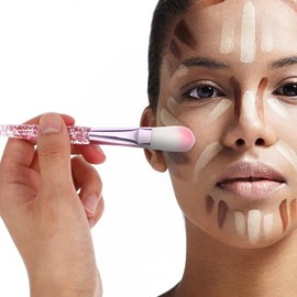 Juego de 15 brochas de maquillaje rosa, con purpurina de cristal, lindo cepillo de maquillaje para sombra de ojos, kit de brochas profesionales para b