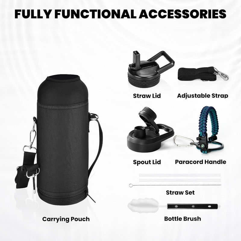 RAYMYLO Insulated Water Bottle 40 oz, Triple Wall Vacuum Stainless