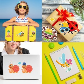 aoinqx 24PCS 8.3”x5.9” Cute Insect Make-a-face Stickers for Kids, Make Your Own Bug Decals ,Spring Sticker snails, lworms Butterfly Bees Stickers for Boys Girls Reward Birthday Party Favors