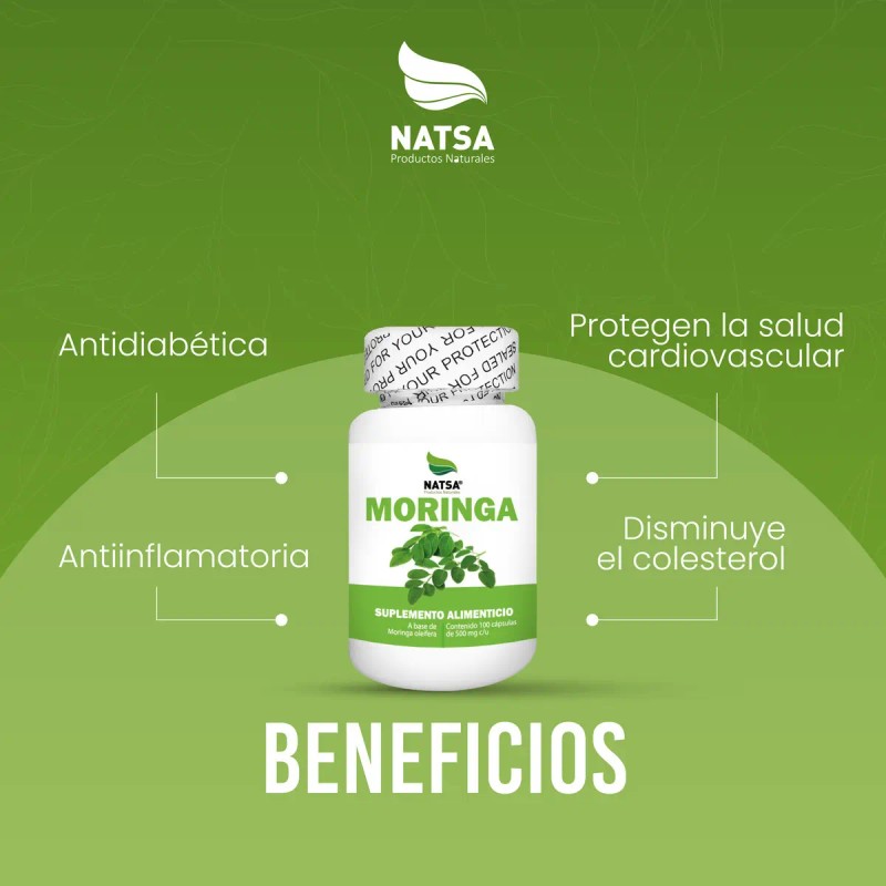 Moringa 100 Cápsulas Regula Azúcar Disminuye Colesterol Alto Proteínas Antioxidante