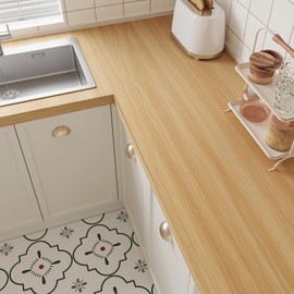 VEELIKE Natural Beech Wood Contact Paper Peel and Stick Countertops Wood Wallpaper for Table Cabinets Furniture 15.7''x118'' Self Adhesive Countertop Contact Paper Woodgrain Vinyl Wrap for Kitchen