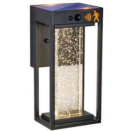 EERU Solar Outdoor Wall Light with 3 Modes Motion Sensor Crystal Exterior Sconce with 4000K 250LM LED Outside Light for House Front Door Garden Patio IP65 Waterproof Dusk to Dawn Solar Porch Light