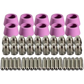 tassieroon 50Pcs Plasma Cutter Torch Consumables Electrode Nozzles Cups Kit for -60 SG-55 WSD-60 Fit CUT-60 LGK-60 Plasma Cutter