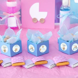 Bear Baby Stickers-500Pcs Thank You Beary Much Circle Labels,1.2 Inch Baby Shower Bear Theme Blue Candy Stickers for Kids