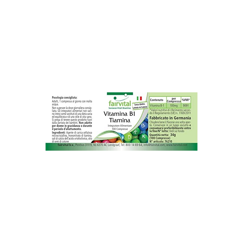 Vitamin B1 Thiamin 100mg Hochdosiert Supporting the physical & Mental