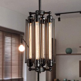 Vintage Loft Ceiling Chandeliers Light Fixtures Steampunk Pendant Lighting Hanging Lamp Black