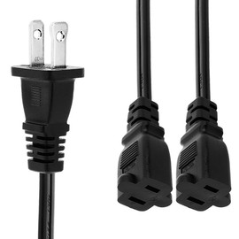 2-Prong Nema 1-15P Male to Dual 1-15R Female Y Splitter Extension Cord, 1.6FT