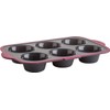 Trudeau Structure Silicone Pro Muffin Pan, 6, Grey/Burgundy (09912093)