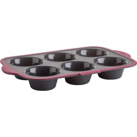 Trudeau Structure Silicone Pro Muffin Pan, 6, Grey/Burgundy (09912093)