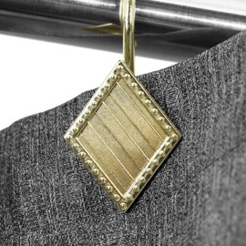 Gold Geometric Shower Curtain Hooks: Rust Proof Metal Diamond Shaped Decorative Shower Curtain Rings - Modern Luxury Fancy Sparkle Shower Curtain Hangers for Bathroom - Set of 12