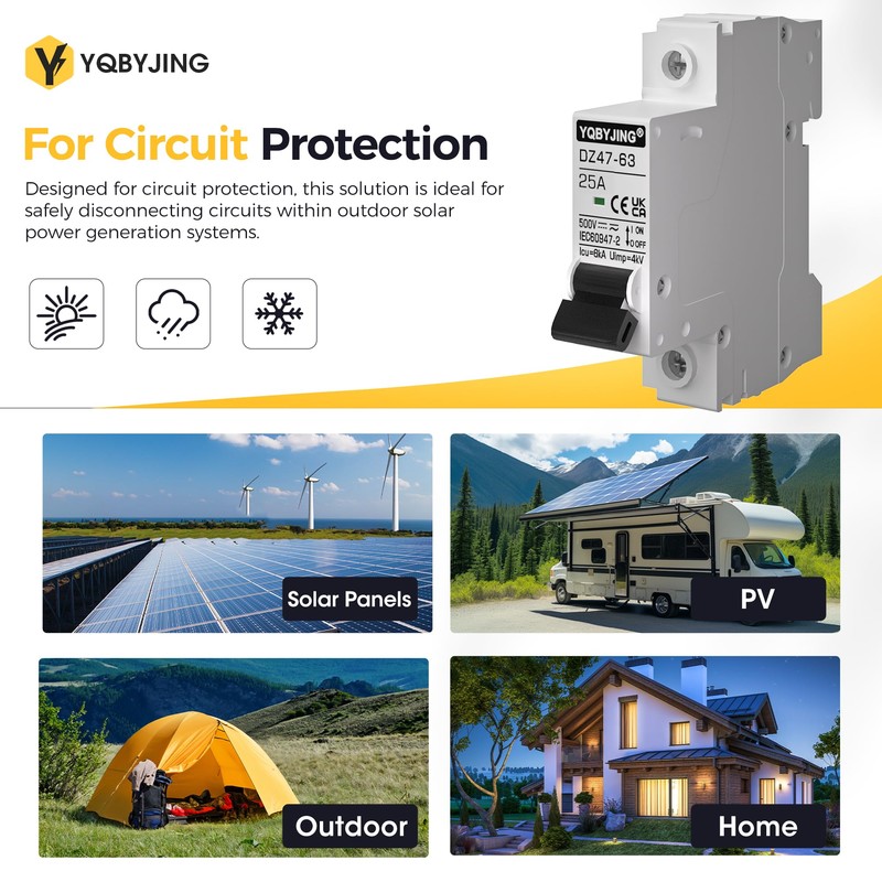 YQBYJING DC Circuit Breaker 25 Amp Solar Panel Disconnect Switch